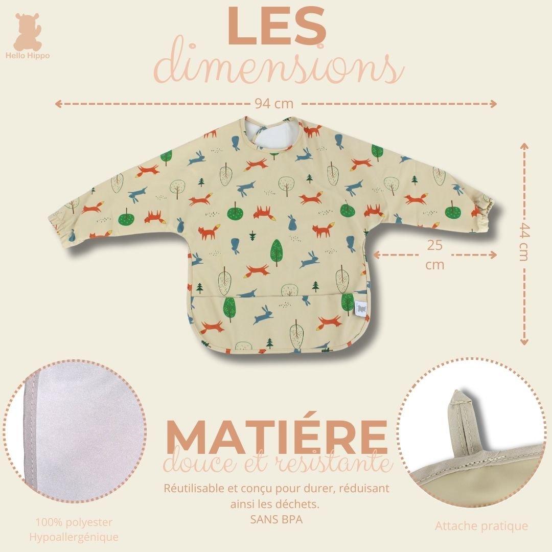 Pack de 2 Baberos con Mangas Largas para Bebé – Impermeables, Ajustables y Fáciles de Limpiar