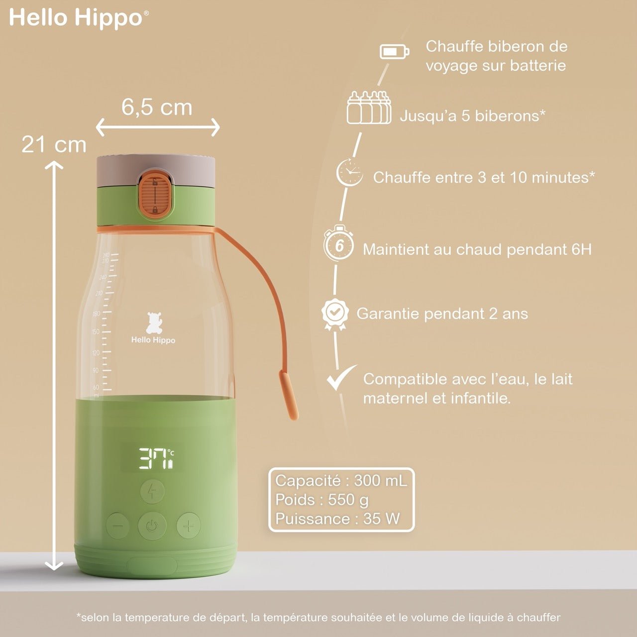 Hello Hippo chauffe biberon caractéristiques