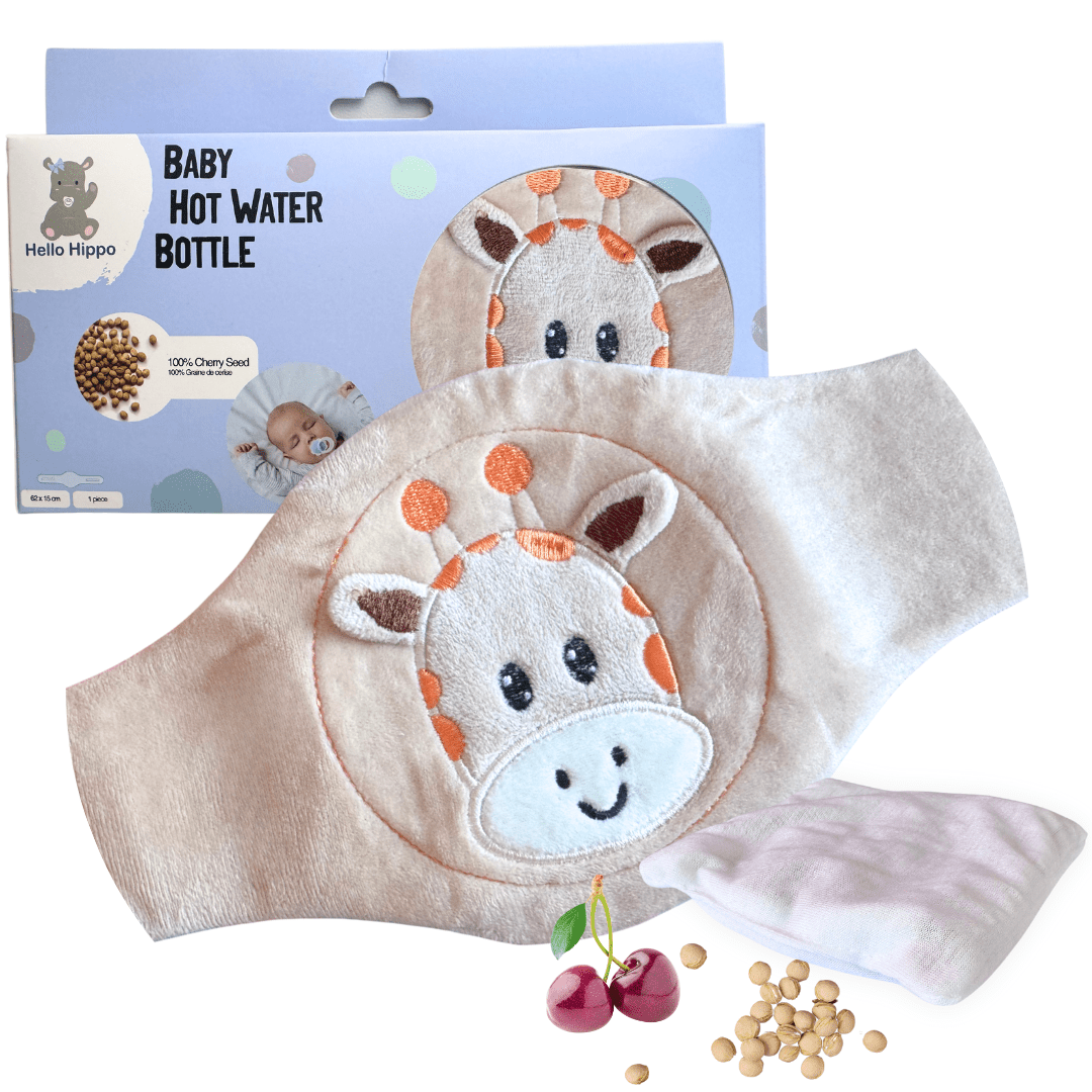 Bouillotte avec ceinture pour bébé - Noyaux de cerise (Lion, Pingouin, Girafe )