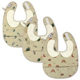 Pack de 3 Baberos Impermeables con Cuello Peter Pan y Bolsillo Recoge-Migas