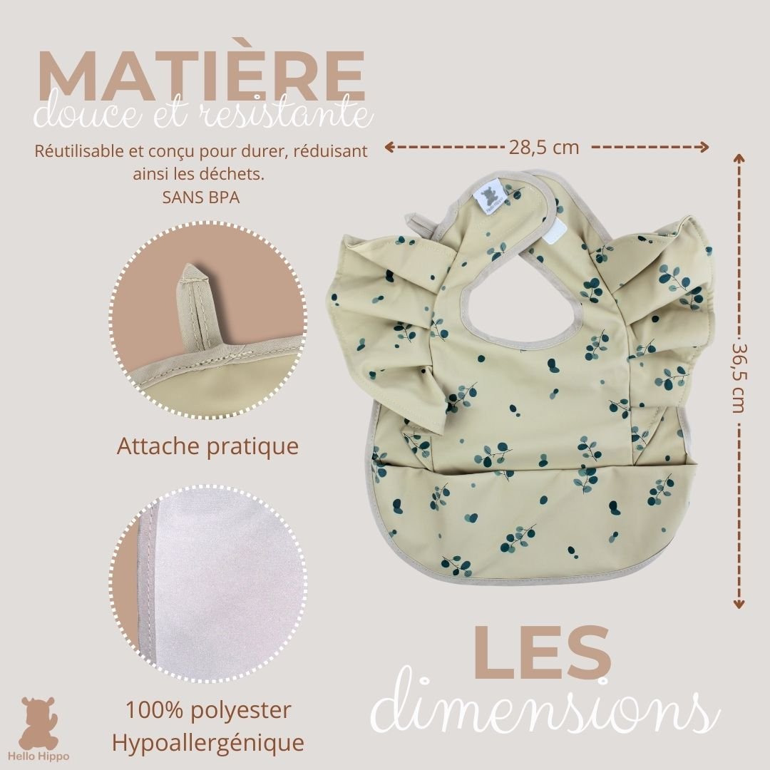 Babero impermeable con volantes y bolsillo recogemigas