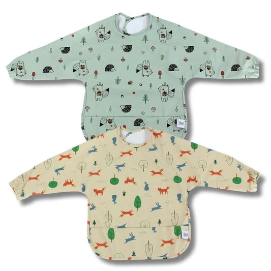 2-Pack Long Sleeve Baby Bibs – Waterproof, Adjustable & Easy to Clean