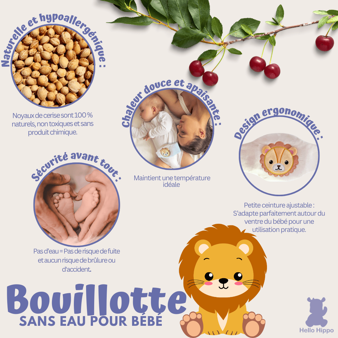 Bouillotte sans eau Hello Hippo pour bébé naturelle et hypoallergénique