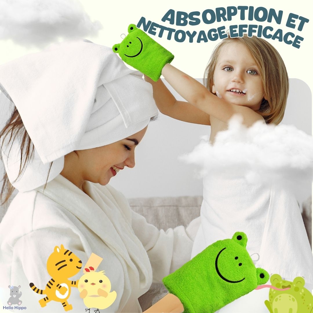 6-Pack Kids & Baby Wash Mitts (Tiger, Chick, Frog)
