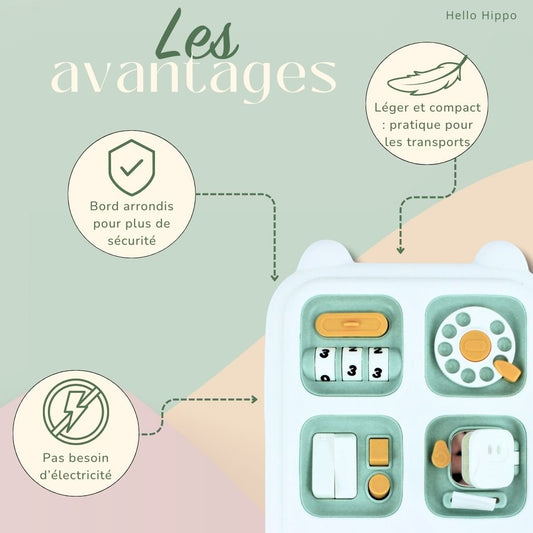 Busy Board Montessori – Jouet Éducatif Bébé 1-3 Ans pour Motricité Fine & Éveil Sensoriel
