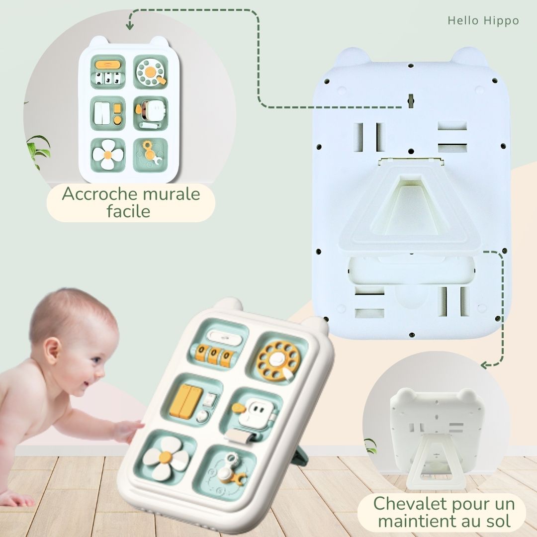 Busy Board Montessori – Jouet Éducatif Bébé 1-3 Ans pour Motricité Fine & Éveil Sensoriel
