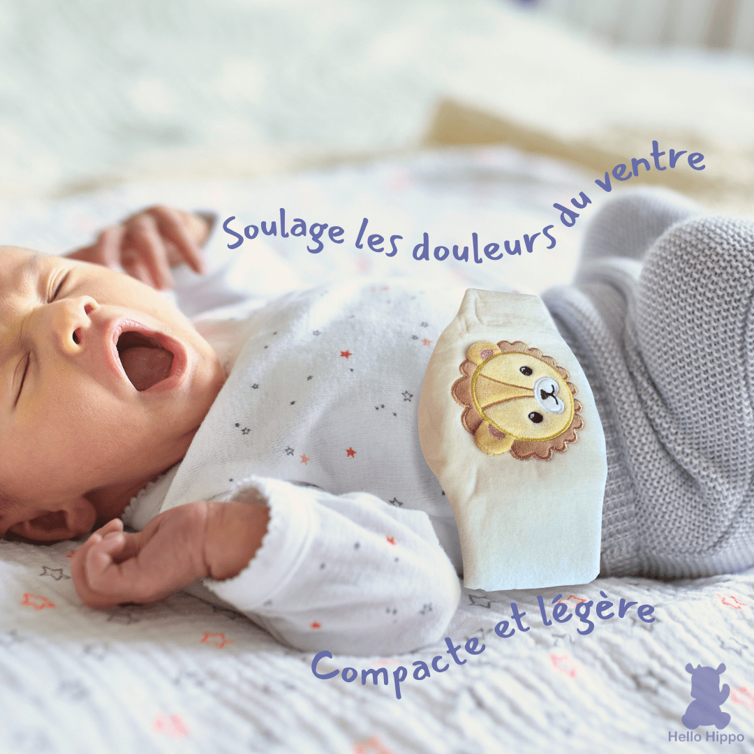 Bouillotte pour bébé que soulage les douleurs du ventre. Compacte et légère 